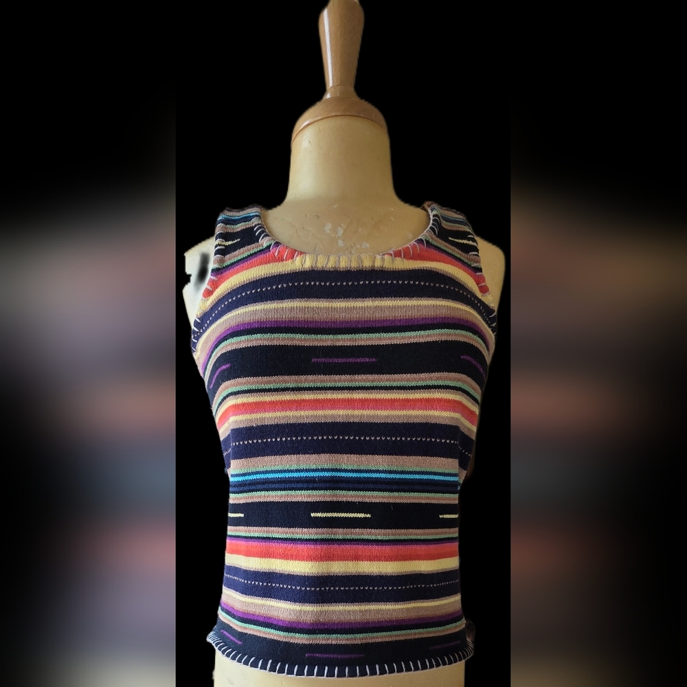 Double D Ranch Serape  Multicolor Knitted  Women's Tank Top Small
